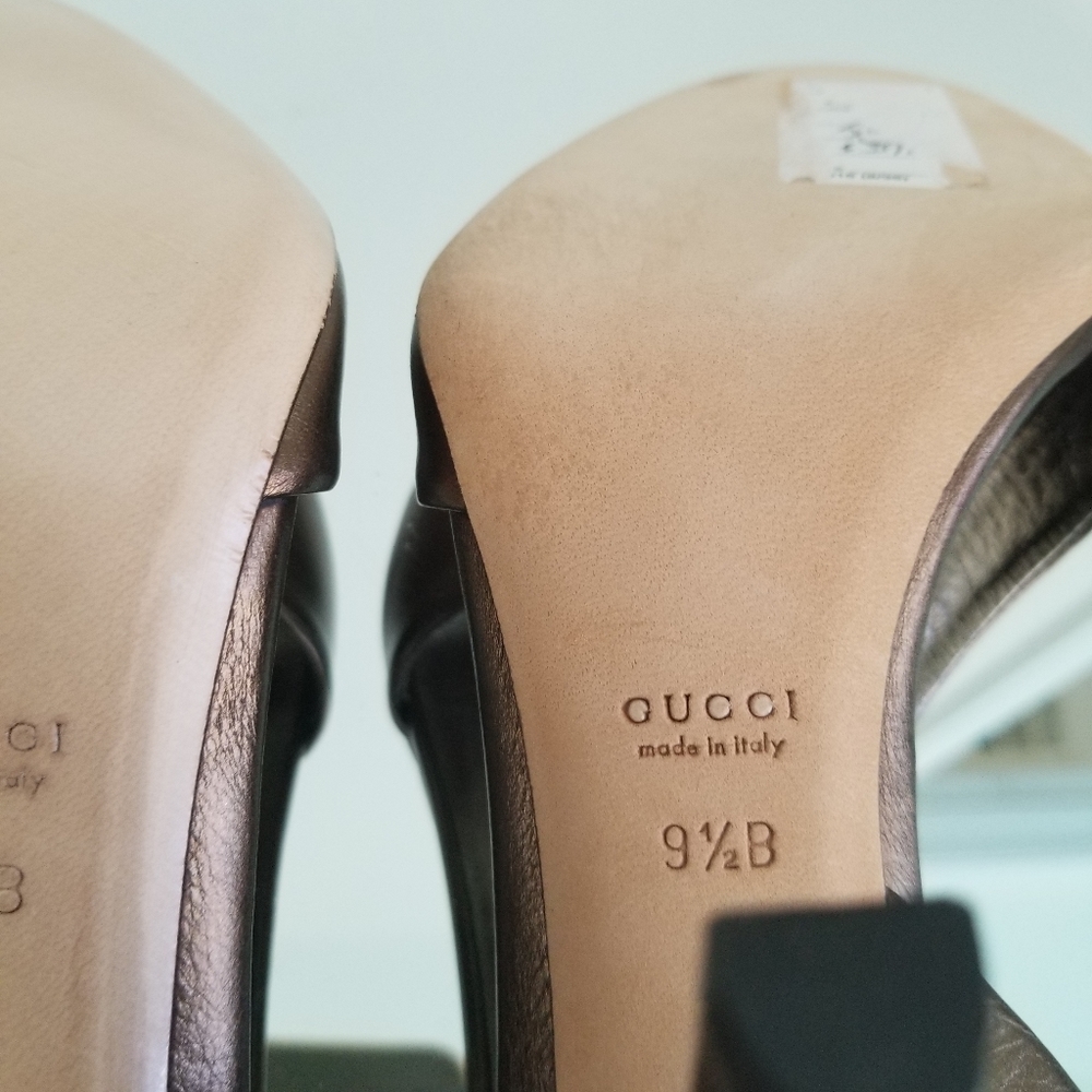 Gucci Bronze Hysteria Heel Sandals Leather 9.5 - Picture 8 of 9